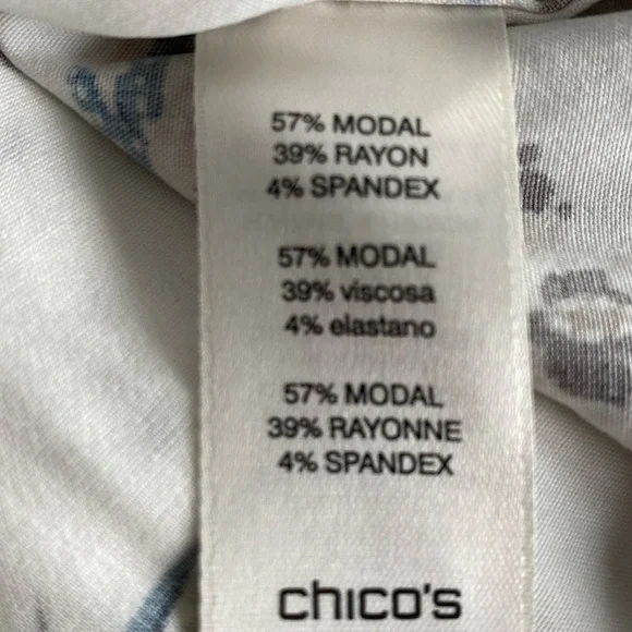 Chico's Boho Floral Blouse Shirt Women Size 3 XL Cream Brown Cottagecore Career - Picture 9 of 13